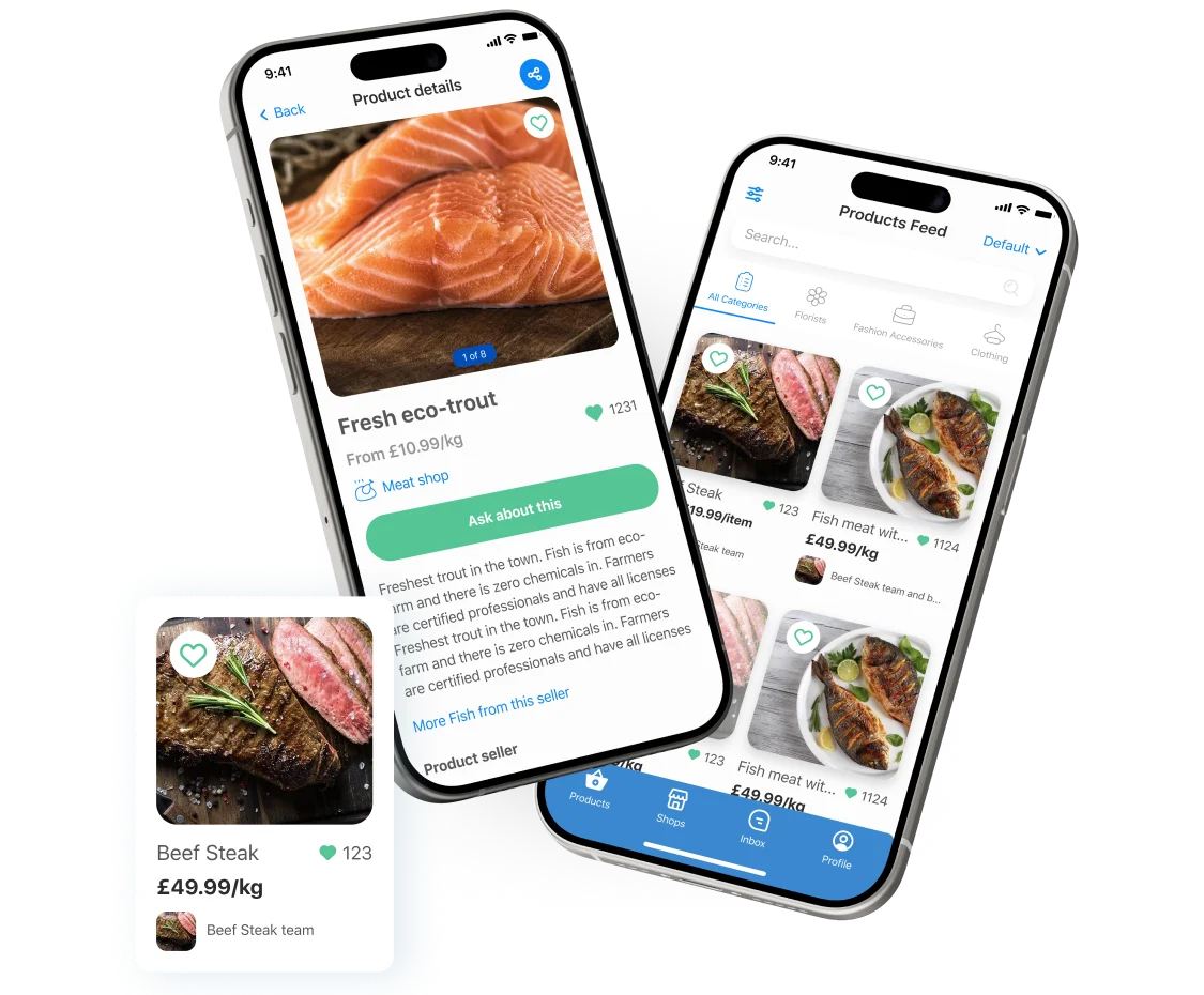 Chatsumer marketplace app developed for web, iOS, and Android platforms. mobile.