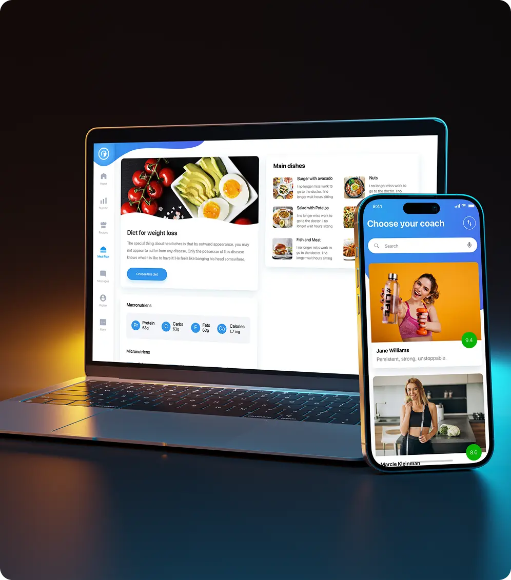 Foodfuels nutrition health and wellness app developed for web, iOS, and Android platforms. background. mobile.