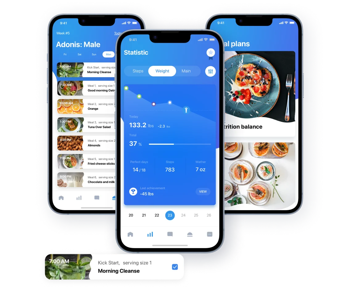 Foodfuels nutrition health and wellness app developed for web, iOS, and Android platforms. mobile.