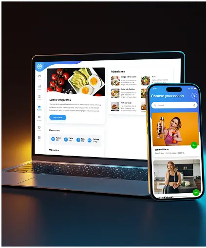 Foodfuels nutrition health and wellness app developed for web, iOS, and Android platforms. slide.