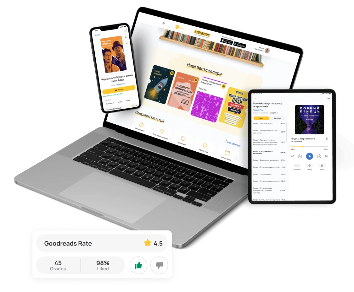 Librarius book marketplace app developed for web, iOS, and Android platforms. mobile.